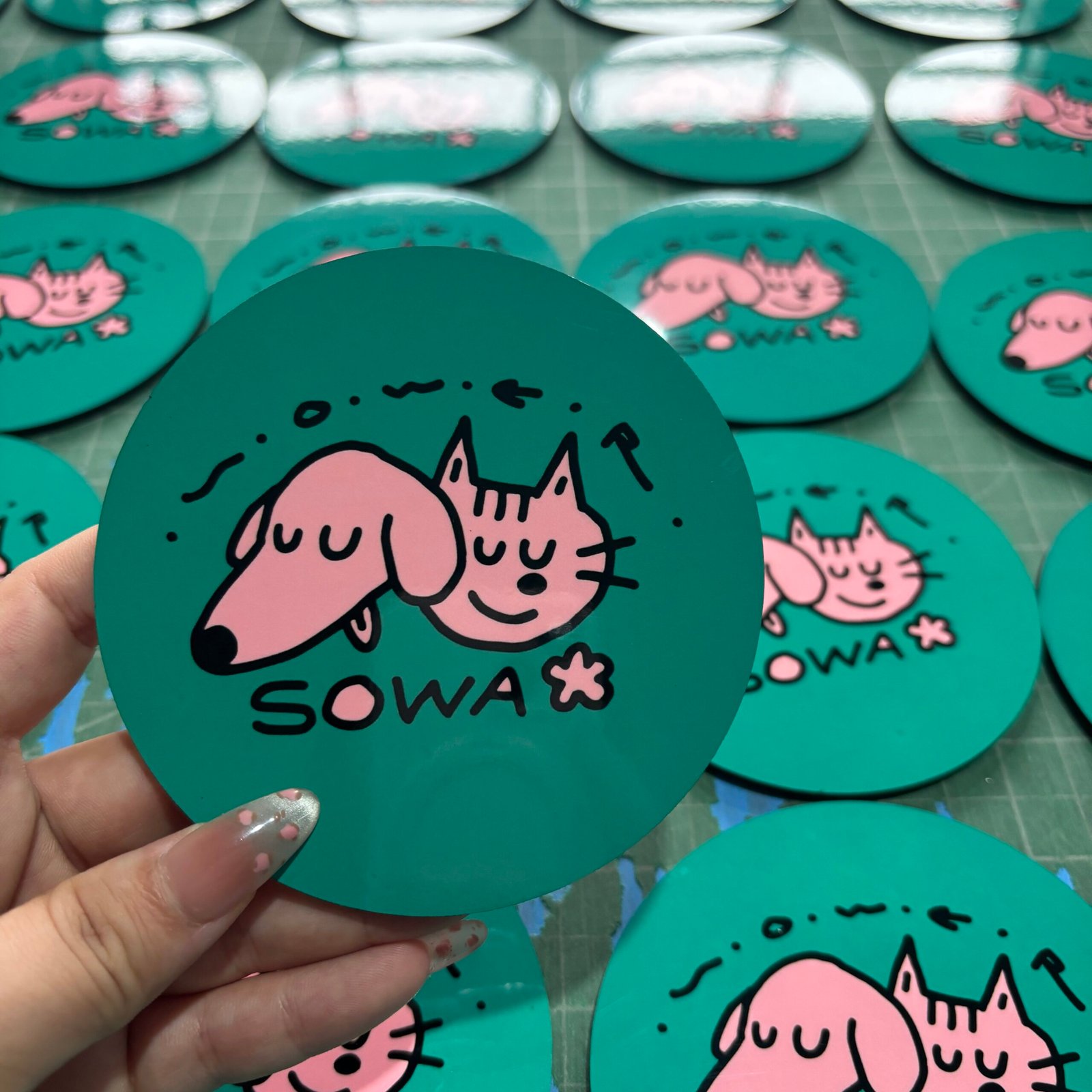 MDF souvenir coaster with custom illustrated character design